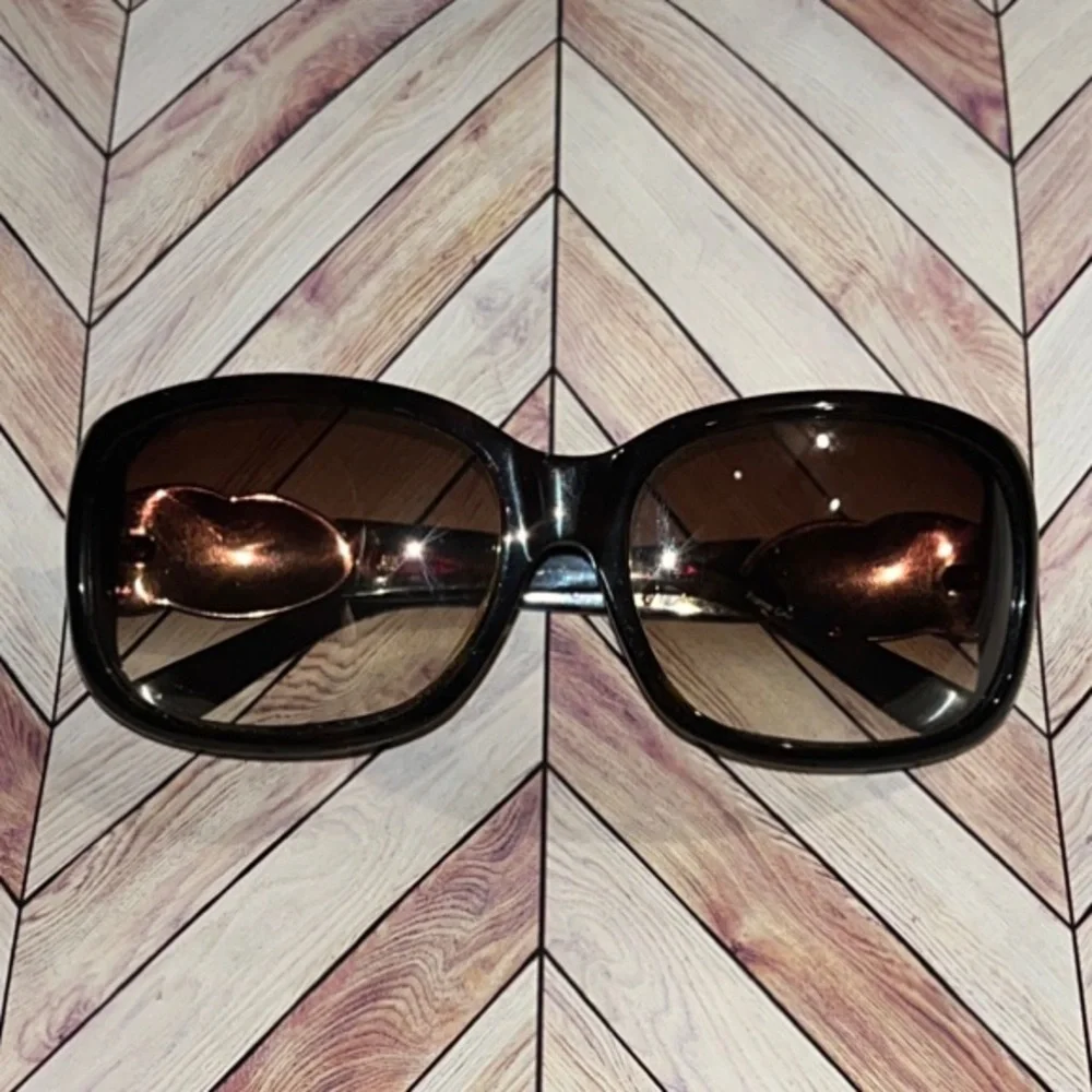Kate Landry brown tort shell wrap oversized Sunglasses